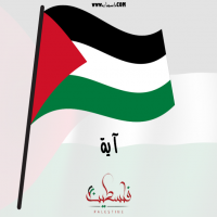 إسم آية مكتوب على صور علم فلسطين